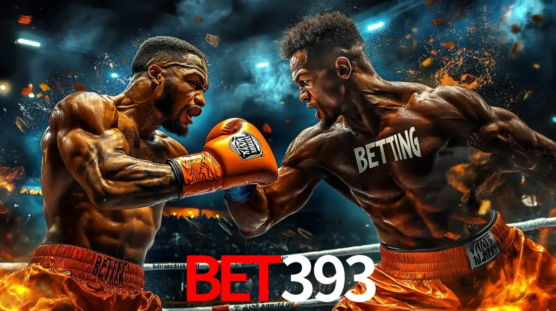Dois boxeadores em uma luta intensa e explosiva, representando a adrenalina e as oportunidades de apostas em esportes de combate disponíveis na plataforma BET393.