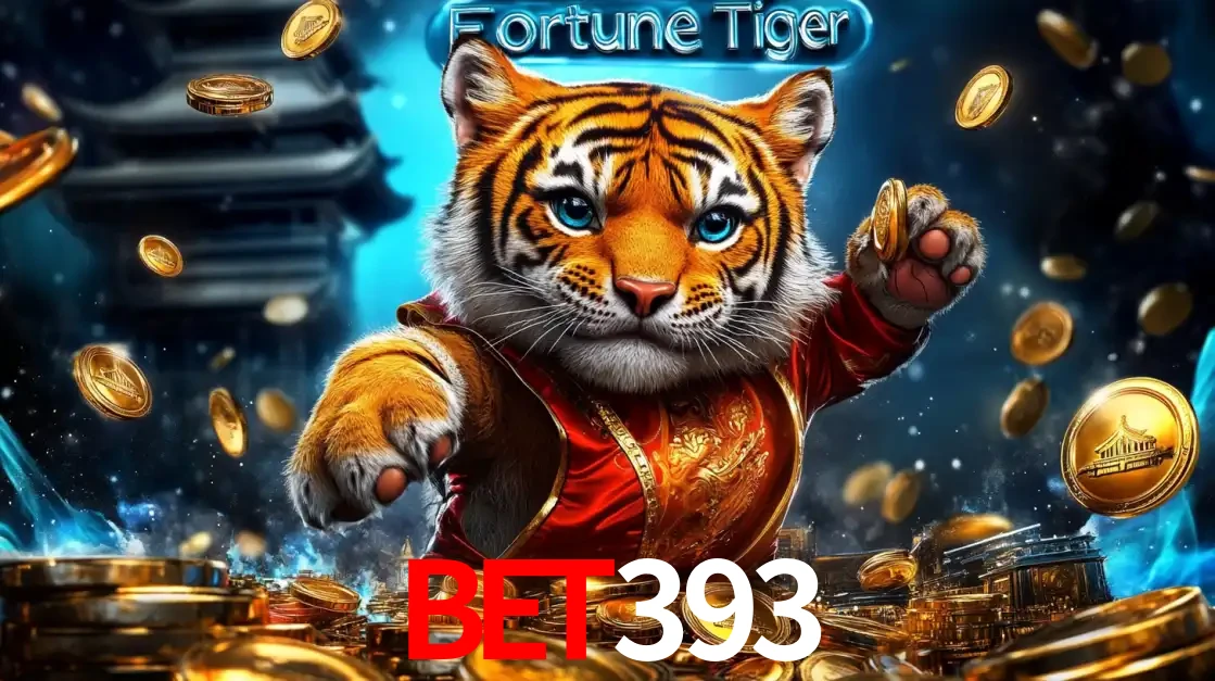 Imagem promocional do jogo de slot Fortune Tiger, com um tigre majestoso em traje tradicional cercado por uma fortuna em moedas de ouro, disponível agora no cassino BET393.