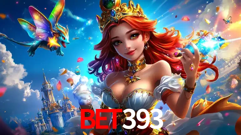A princesa de um reino de fantasia mágico, com seu pequeno dragão, apresentando um mundo de prêmios encantados nos jogos de caça-níqueis do cassino BET393.